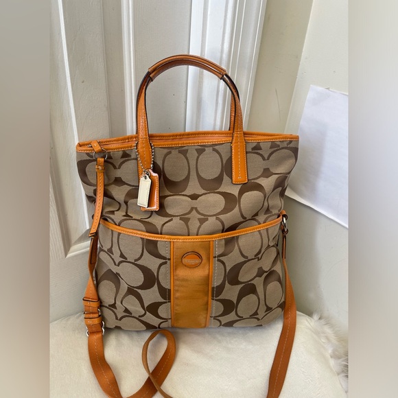 Coach Handbags - Coach Brown Signature Tote Bag
